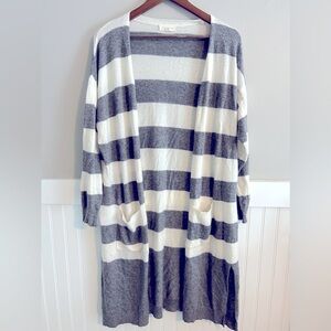 PROMESA Long gray and white striped sweater Womens